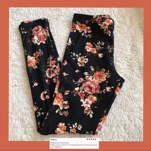 Peachy - Black Floral Leggings